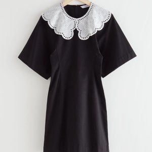 Voluminous Sleeve Crochet Collar Mini Dress